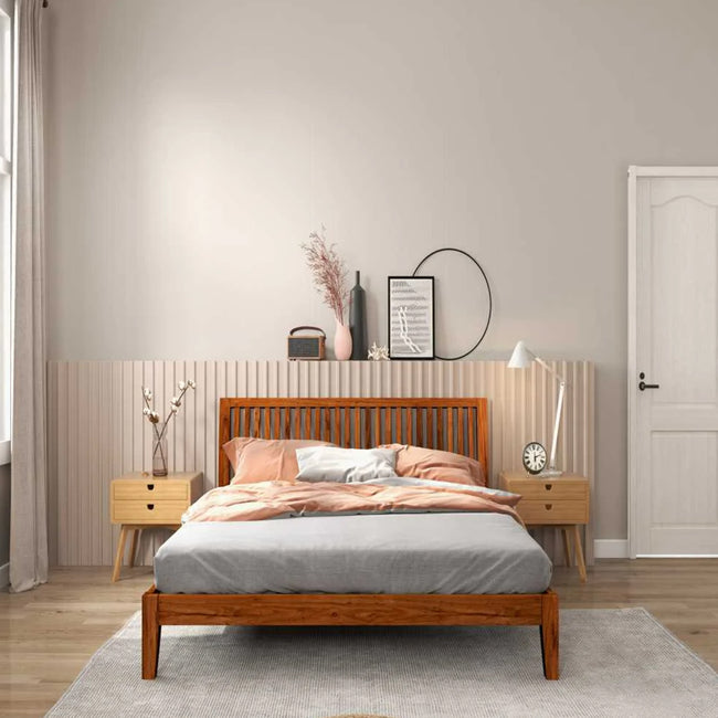 Nilkamal Sleep - Acacia Solid Wooden Bed with Mattress Front View