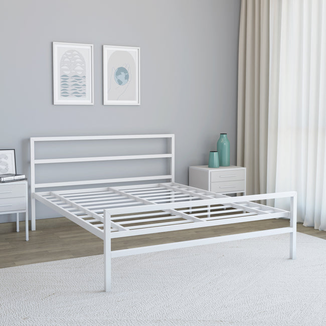 Striker Metal Bed - White Queen Size Structure