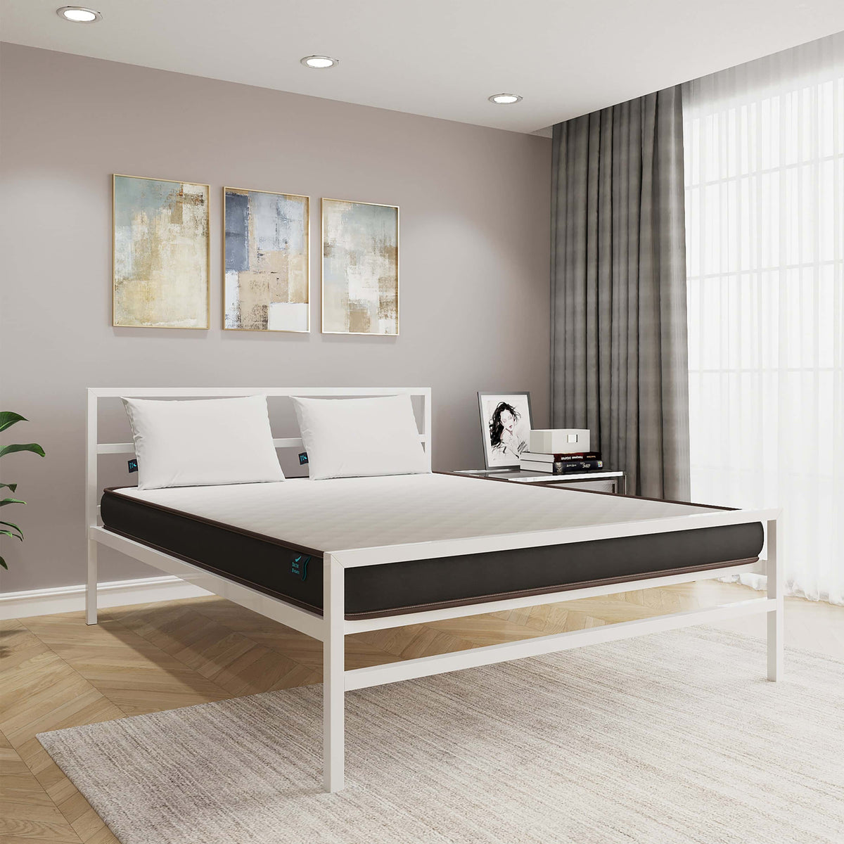 Buy Striker Metal Bed & Lite Dual Comfort Queen Mattress Online