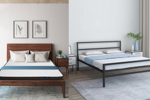 Wood top iron bed