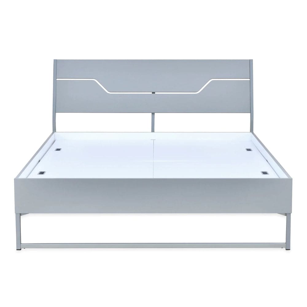 Grande Wood and Metal Hybrid Bed (Grey) + Lite Dual Comfort Mattress (Queen)