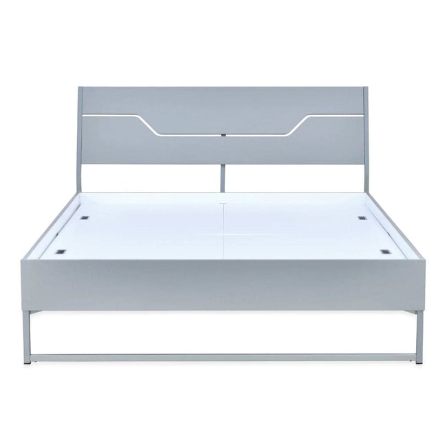 Grande Wood and Metal Hybrid Bed (Grey) + Lite Dual Comfort Mattress (Queen)