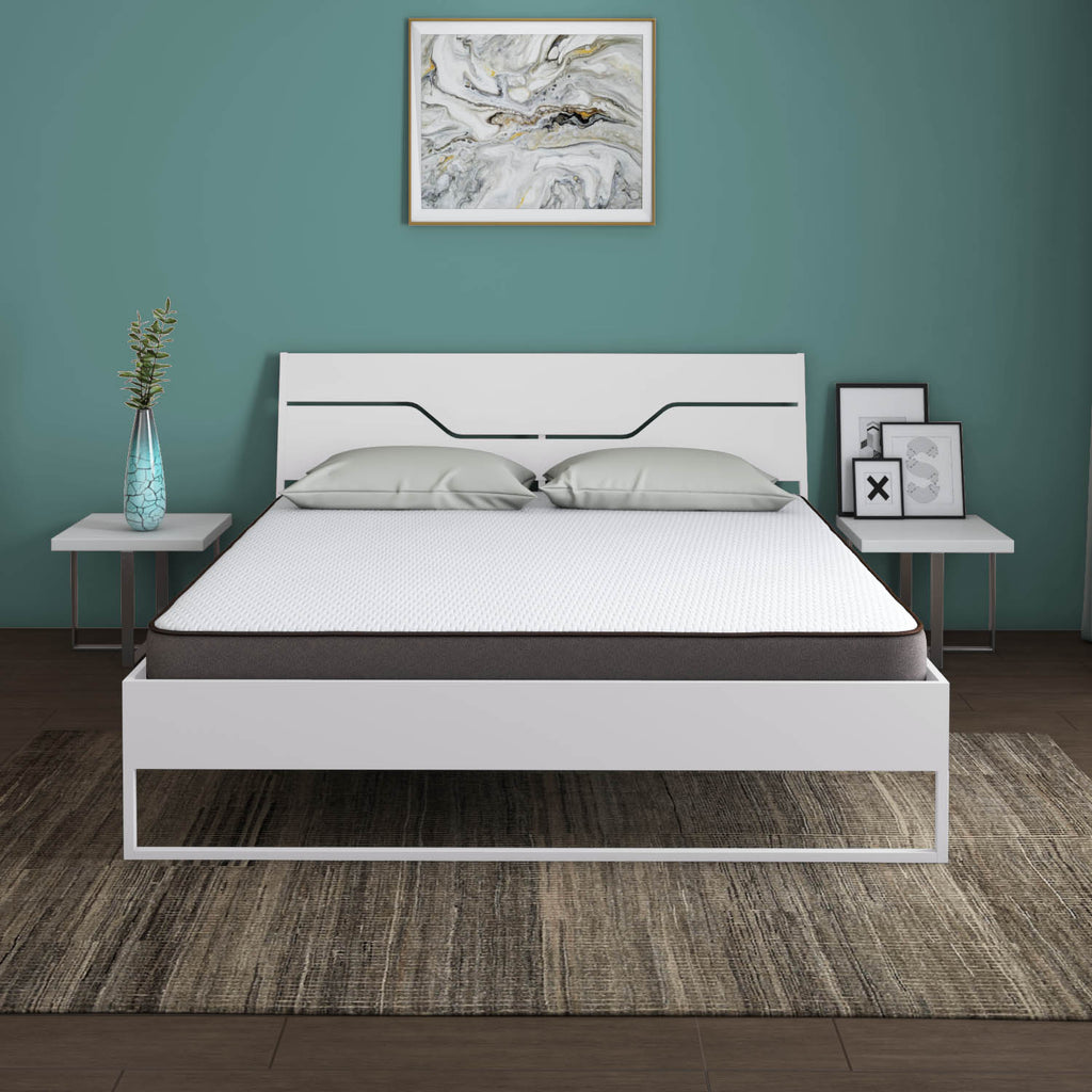 Grande Wood and Metal Hybrid Bed (White) + Lite Dual Comfort Mattress (King)