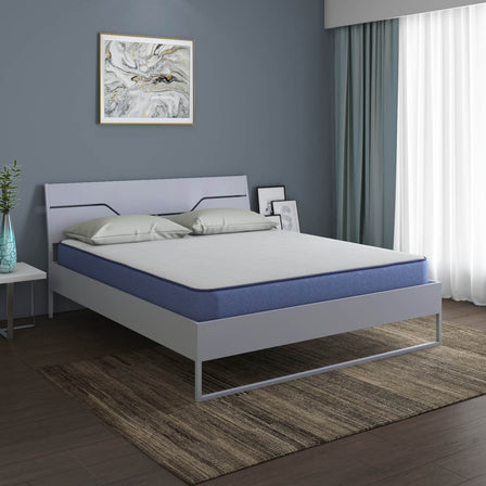 Grande Wood and Metal Hybrid Bed (Grey) + Plus Memory Foam Mattress (King)