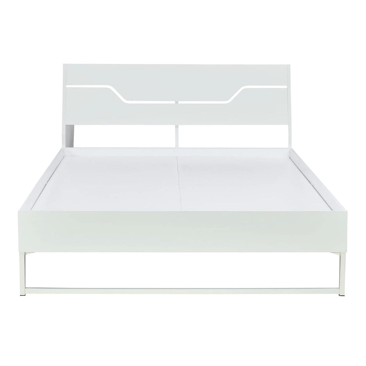 GRANDE WOOD AND METAL HYBRID BED (WHITE) + PLUS MEMORY FOAM MATTRESS (KING) - Bed Frame Front View