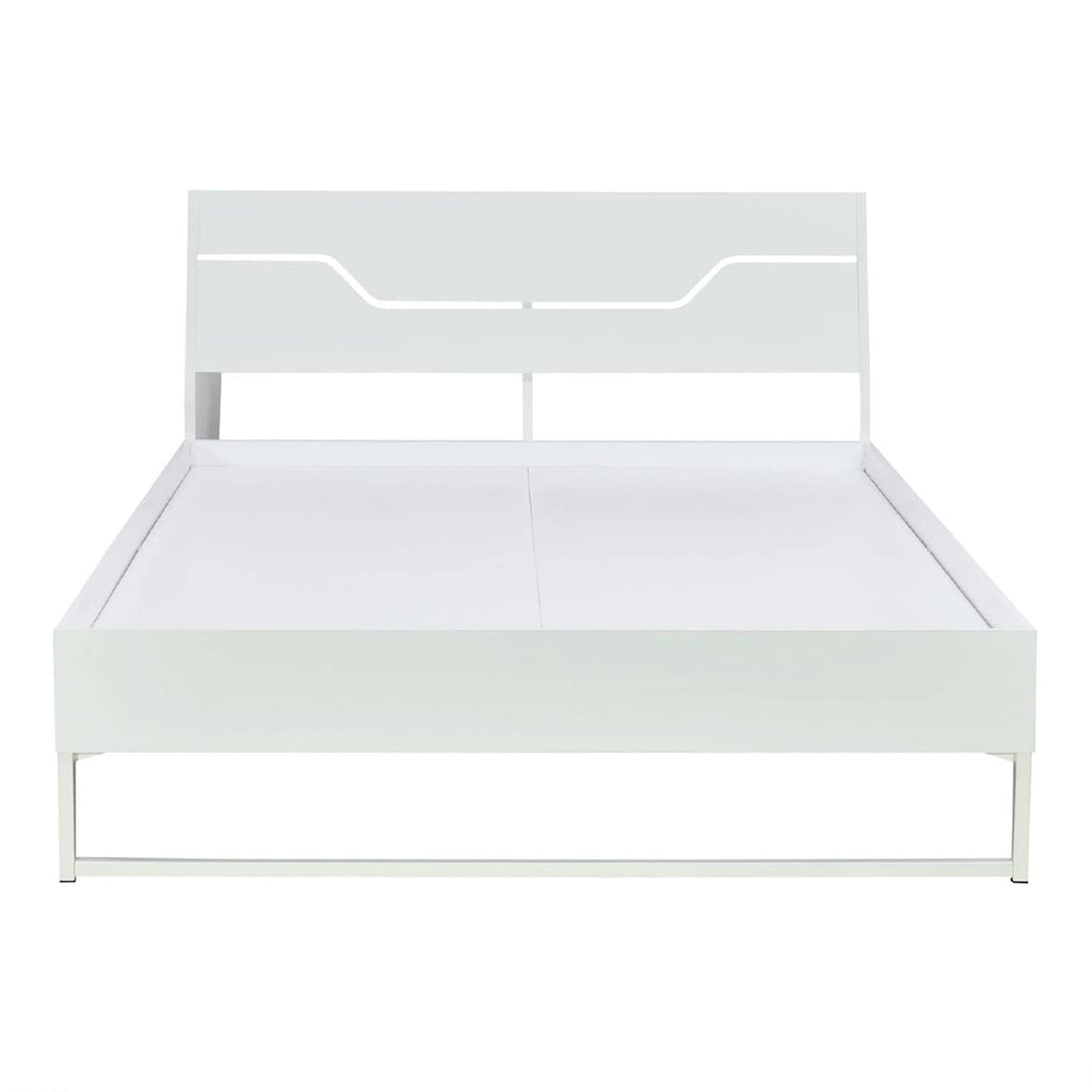 Grande Wood and Metal Hybrid Bed (White) + Plus Memory Foam Mattress (Queen)