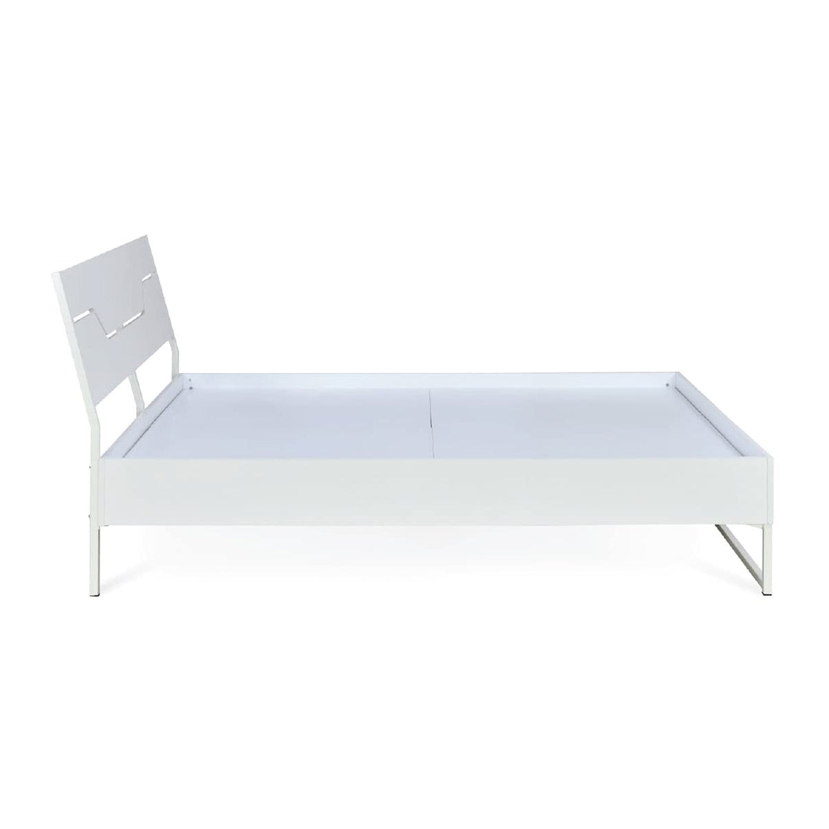 Grande Wood and Metal Hybrid Bed (White) + Lite Dual Comfort Mattress (Queen)