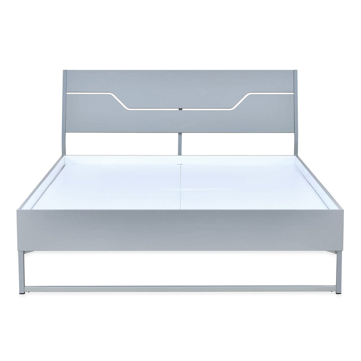 GRANDE WOOD AND METAL HYBRID BED (GREY) + ECOAIR LATEX MATTRESS (KING) - Bed Frame Front View