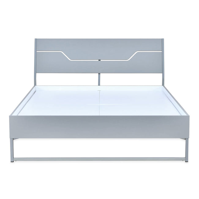 Grande Wood and Metal Hybrid Bed (Grey) + Lite Dual Comfort Mattress (Queen)