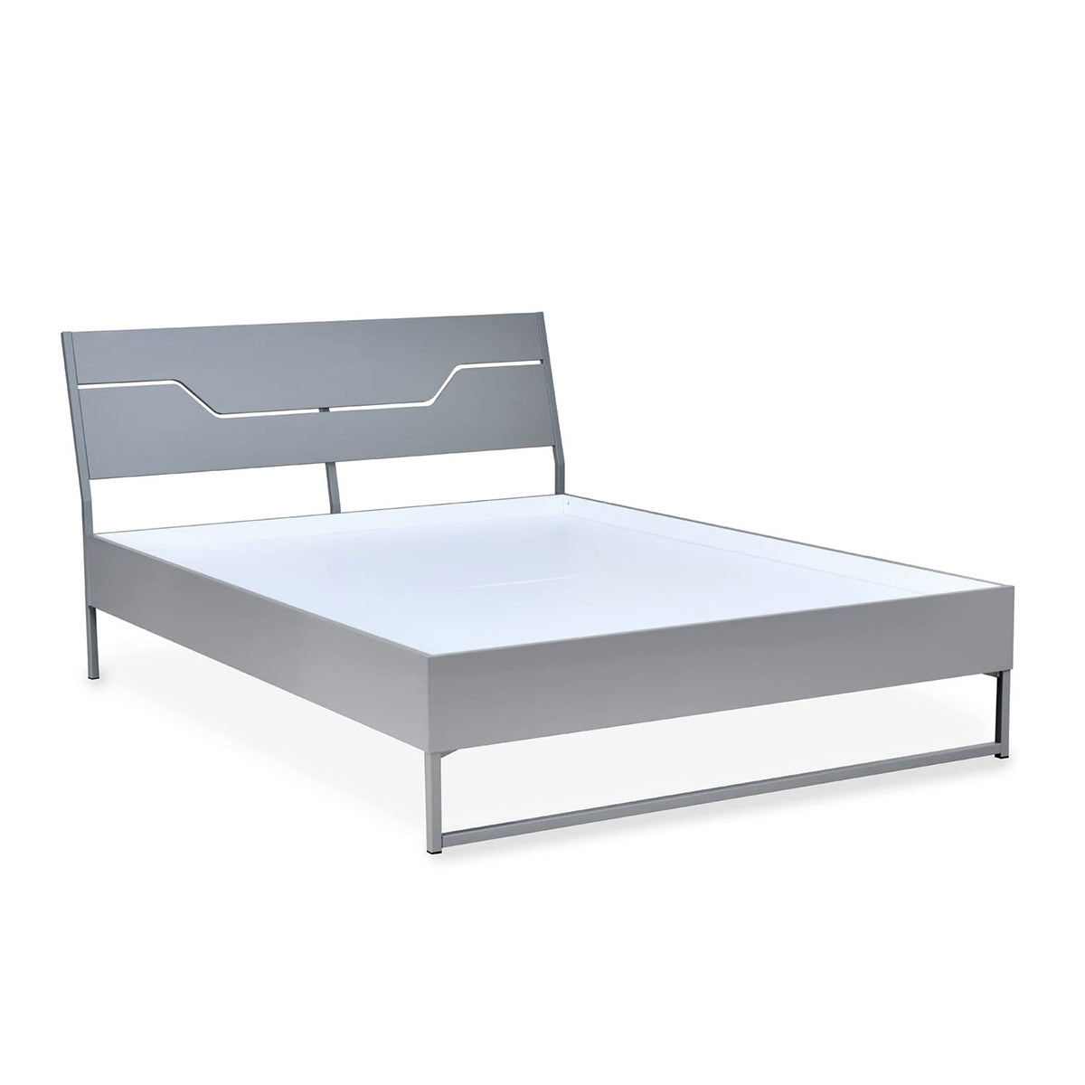 GRANDE WOOD AND METAL HYBRID BED (GREY) + ECOAIR LATEX MATTRESS (KING) - Bed Frame Slight Side View