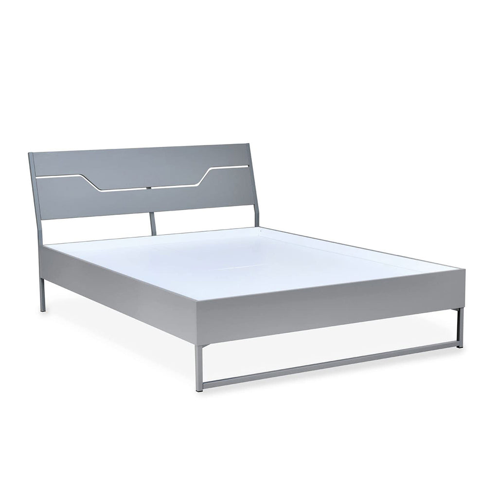 Grande Wood and Metal Hybrid Bed (Grey) + Lite Dual Comfort Mattress (Queen)