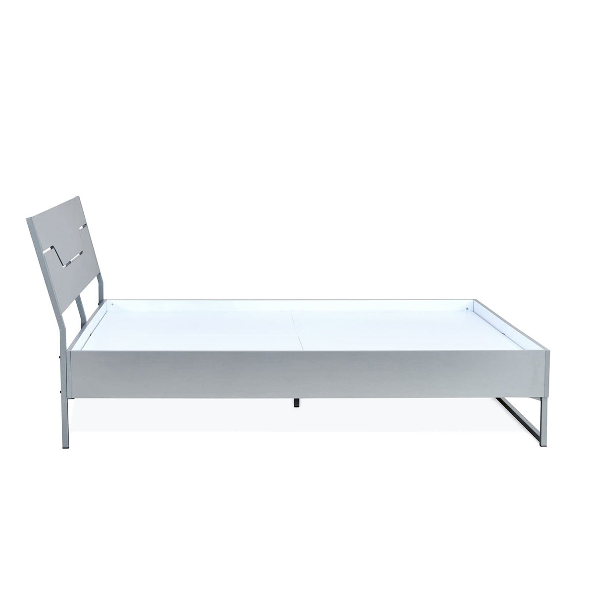 GRANDE WOOD AND METAL HYBRID BED (GREY) + PLUS MEMORY FOAM MATTRESS (KING) - Side View