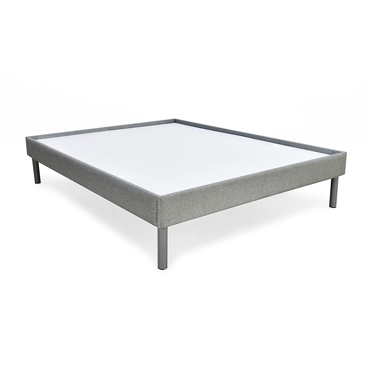 VELVETTE UPHOLSTERED BED (GREY) + LITE DUAL COMFORT (QUEEN) - Frame Slight Side View