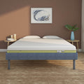 Velvette Upholstered Bed (Blue) + ECOAIR Latex Mattress (Queen)