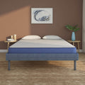 Velvette Upholstered Bed (Blue) + Plus Memory Foam Mattress (King)