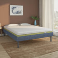 Velvette Upholstered Bed (Blue) + ECOAIR Latex Mattress (Queen)