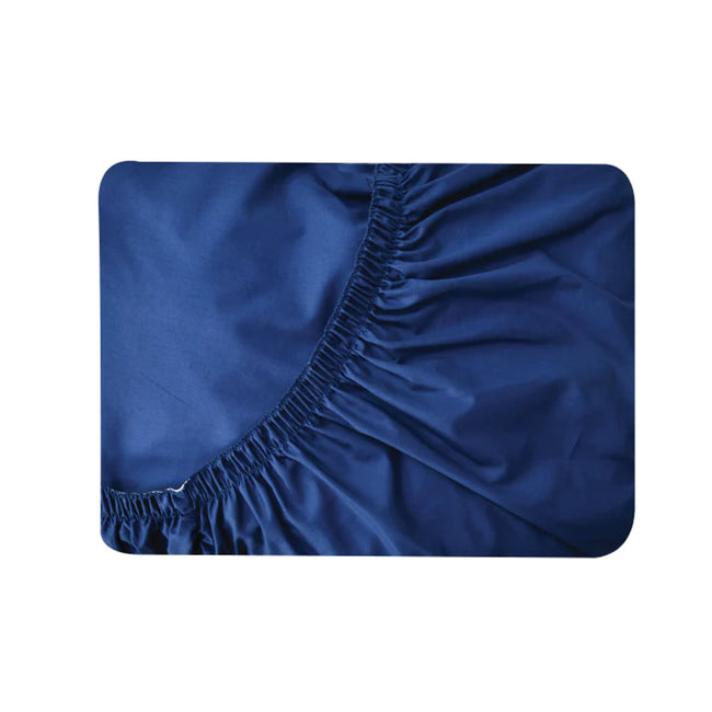 Premium Pure Cotton Fitted Bedsheet Navy Blue elastic view