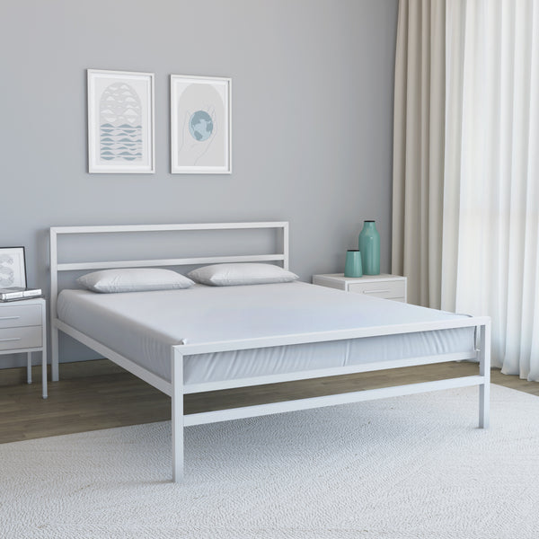 Striker Metal Bed - White Queen Size