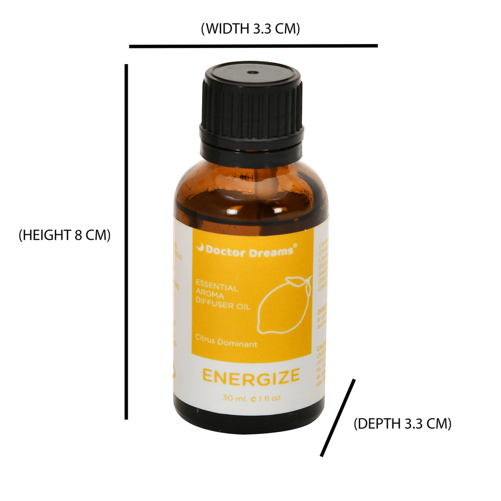 Citrus-rich essential aroma oil (energize)