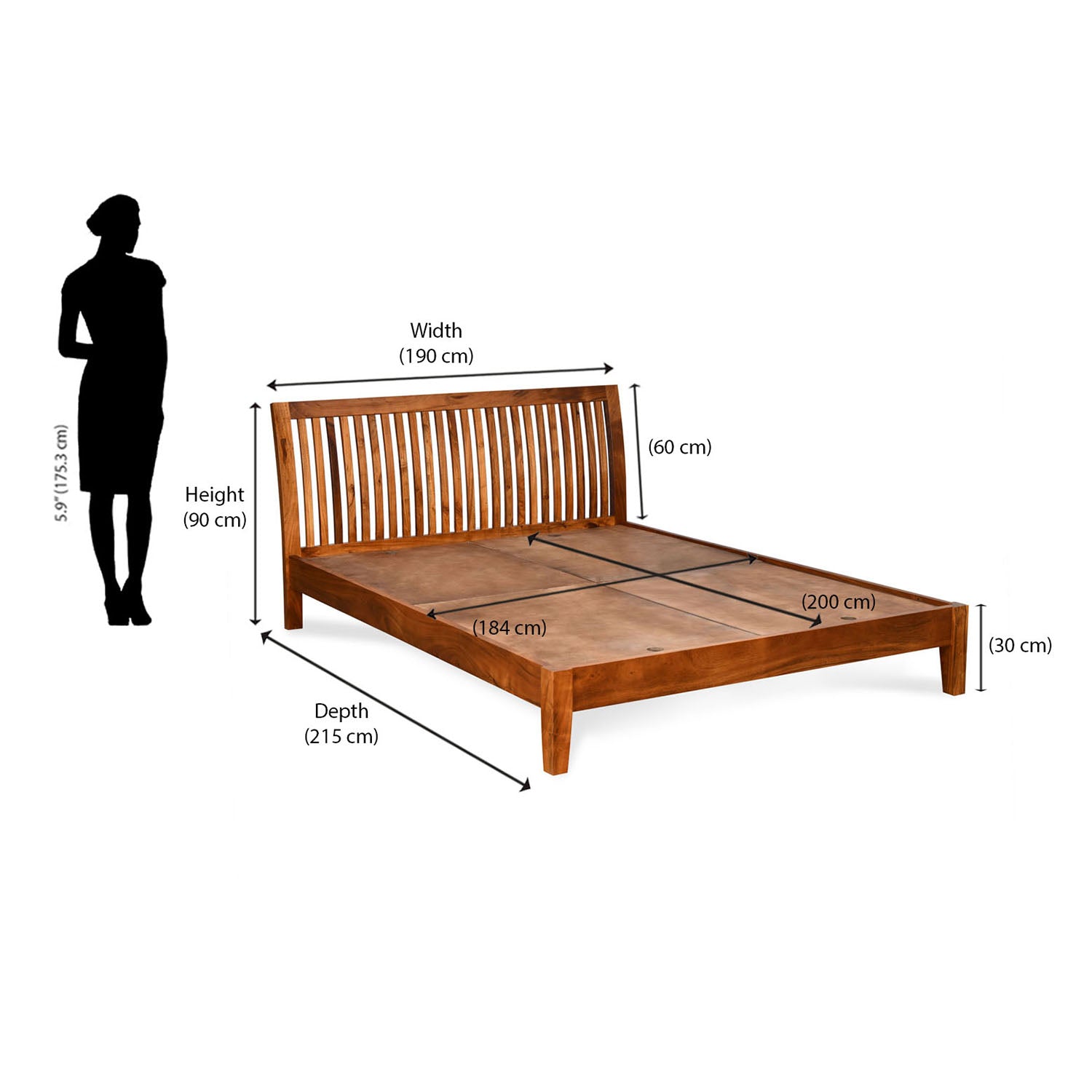 Acacia Solid Wooden Bed