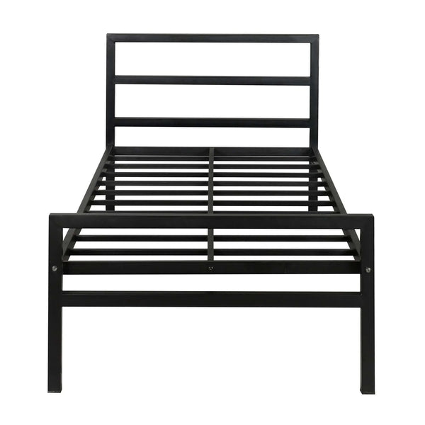 Striker Metal Bed (Black) + Lite Dual Comfort Mattress (Single) - Bed Frame Front View