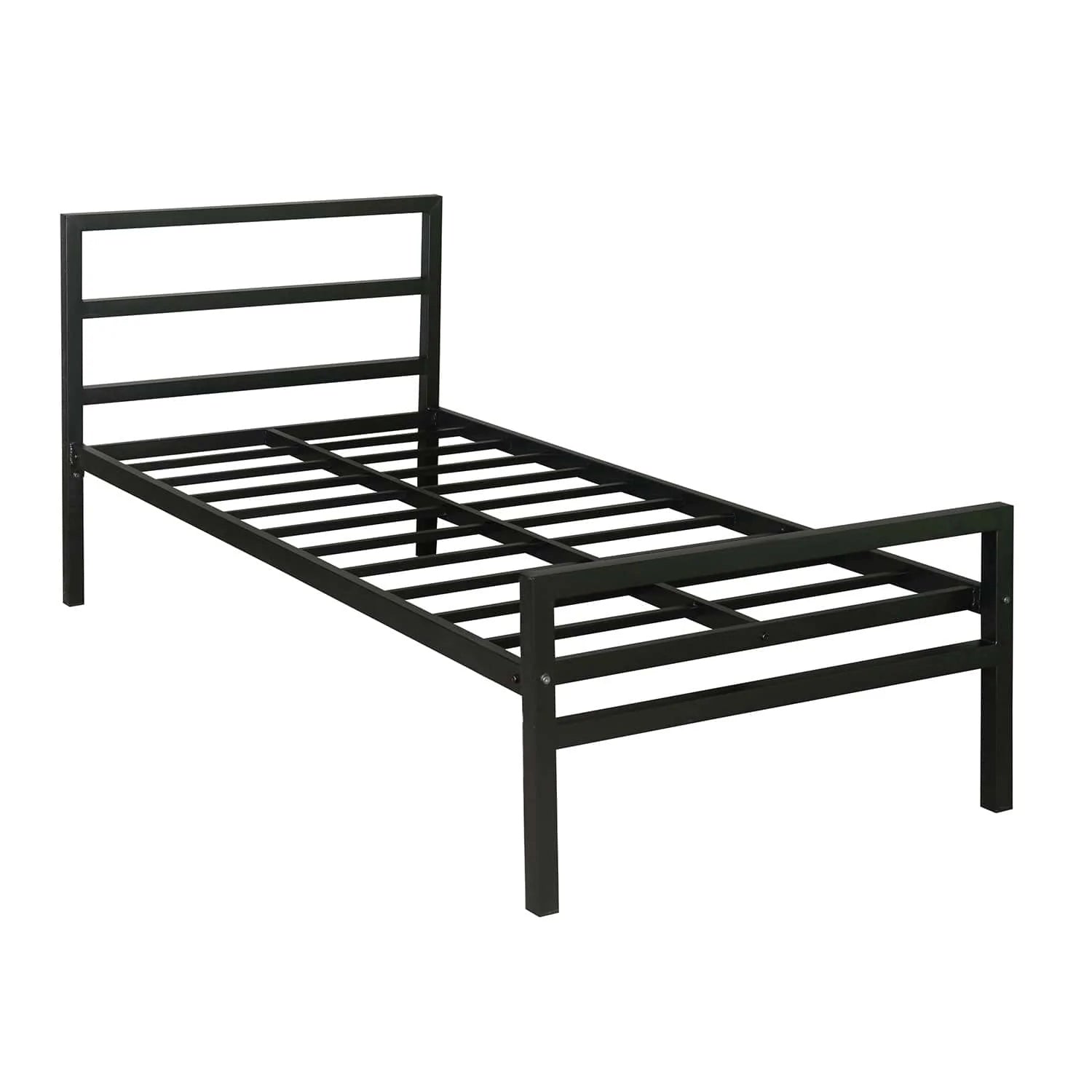 Striker Metal Bed Black Plus Mattress Single bed side image