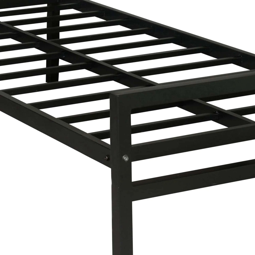 Striker Metal Bed Black Plus Mattress Single bed closeup image