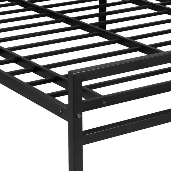 Striker Metal Bed Black Lite Dual mattress king bed closeup view