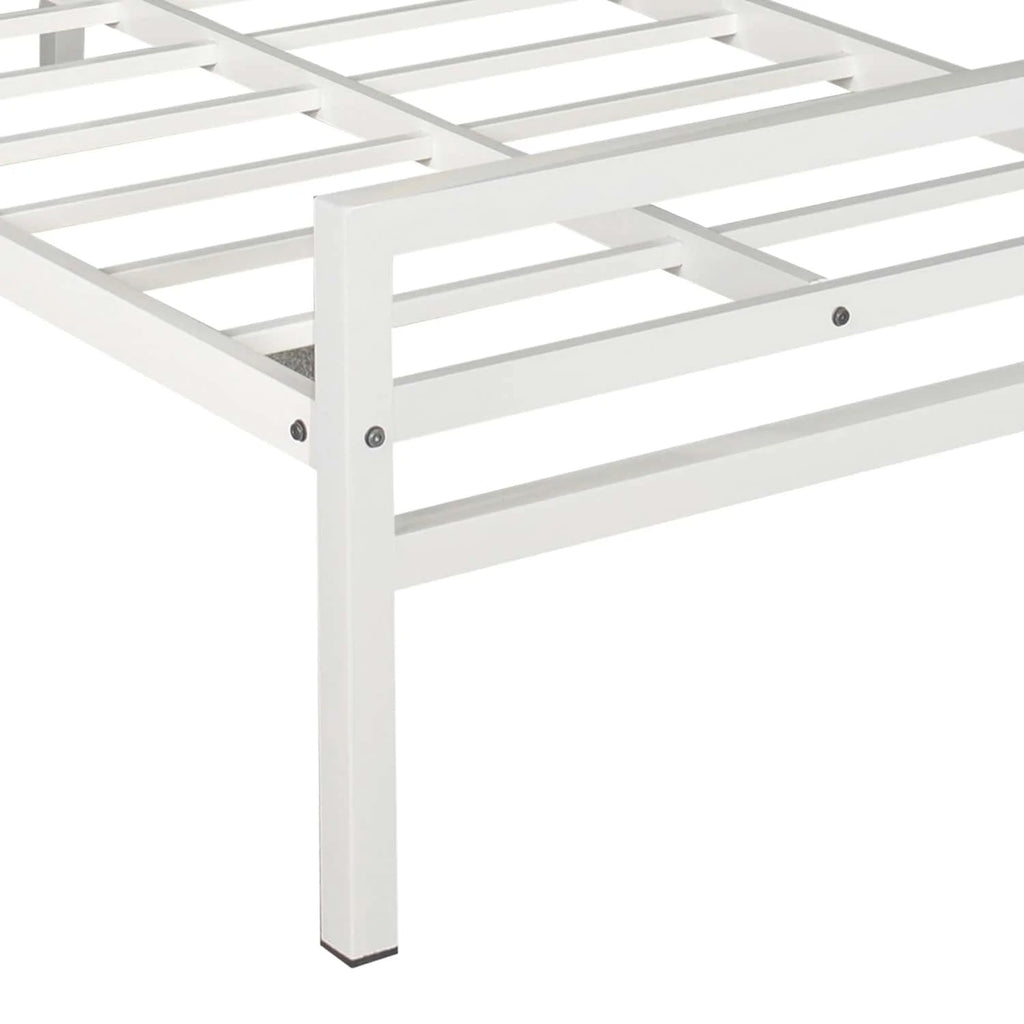 Striker Metal Bed White Lite Dual mattress single bed closeup view