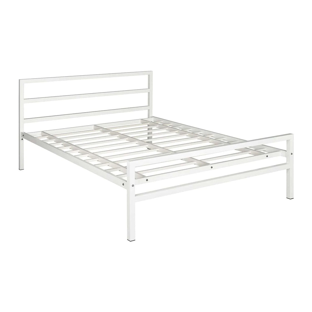 Striker Metal Bed White Lite Dual mattress king bed side view