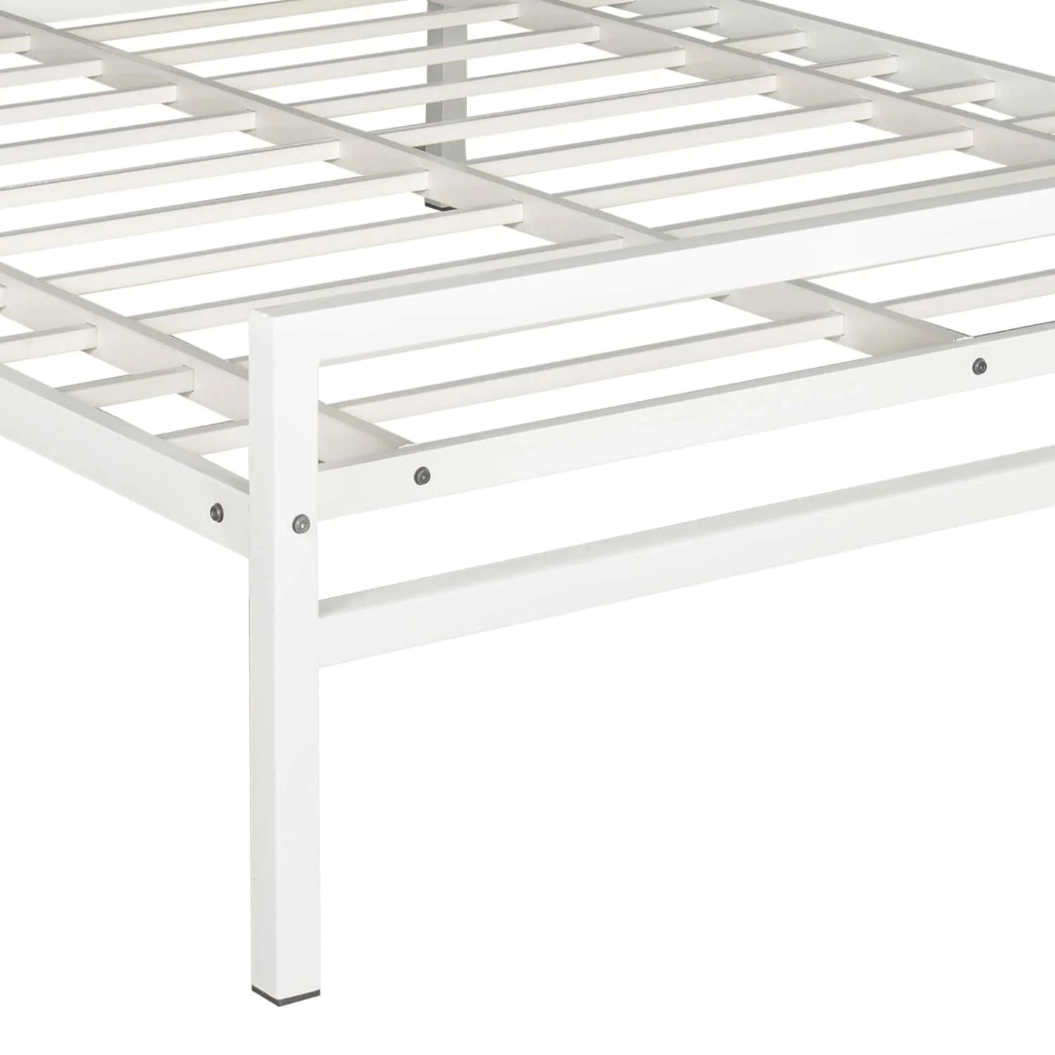 Striker Metal Bed White Lite Dual mattress king bed closeup view