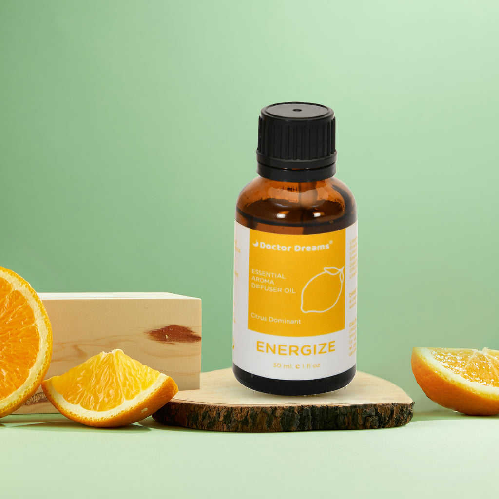 Citrus-rich essential aroma oil (energize)